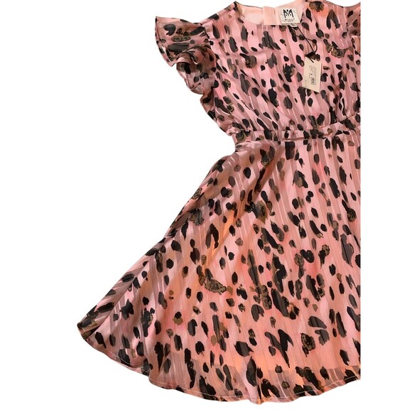 Milly Minis Dress Girls Size 10 Pink Leopard Print Pleated Ruffle Party NWT - Picture 2 of 5